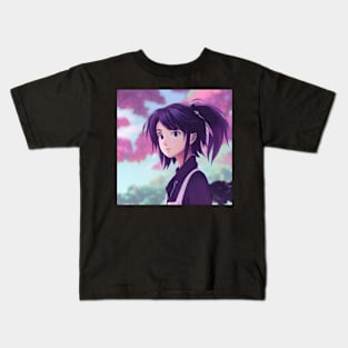 Beaux Animes Art  Manga Anime Girl in Purple and blue illustration Design Kids T-Shirt